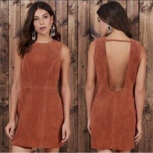 NEW Tobi Brown Genuine Suede Mini Dress